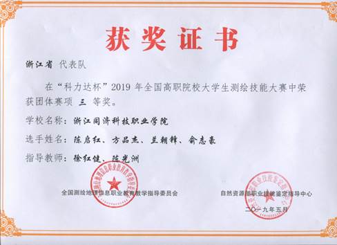 陈启红、方品杰、兰朝锋、俞志豪团体三等奖